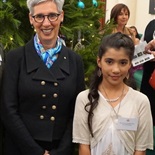 Mariam with the Honourable Linda Dessau AM, Governor of Victoria.