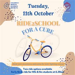 Tuesday, 11 Oct: Ride2School for a Cure