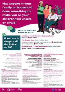 Multi language family violence flyer for victims