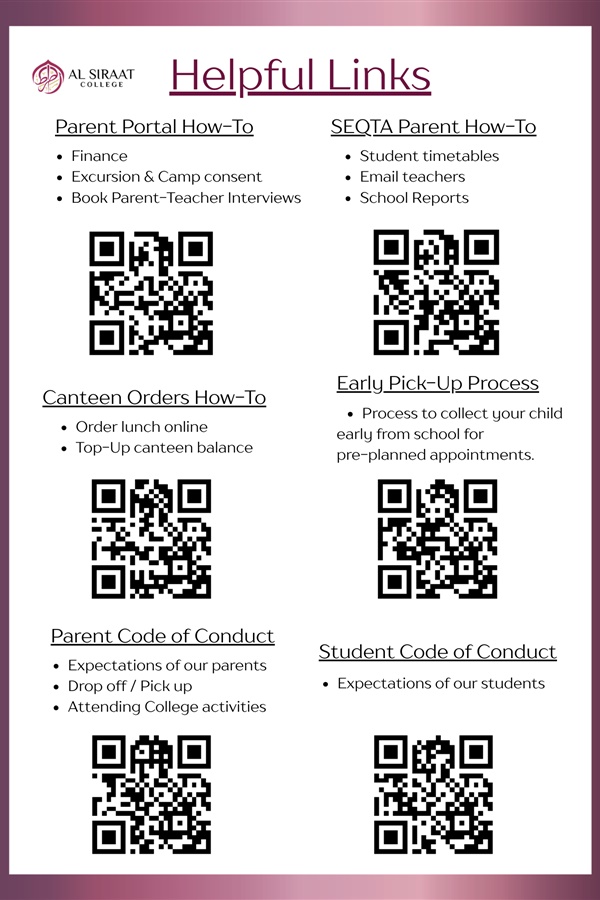 Helpful Links QR Codes