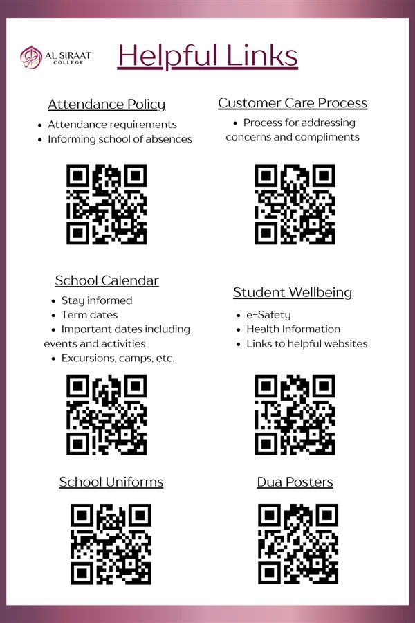 Helpful Links QR Codes