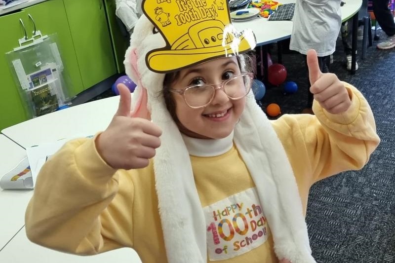 Year 1s celebrating their 100th Day of School
