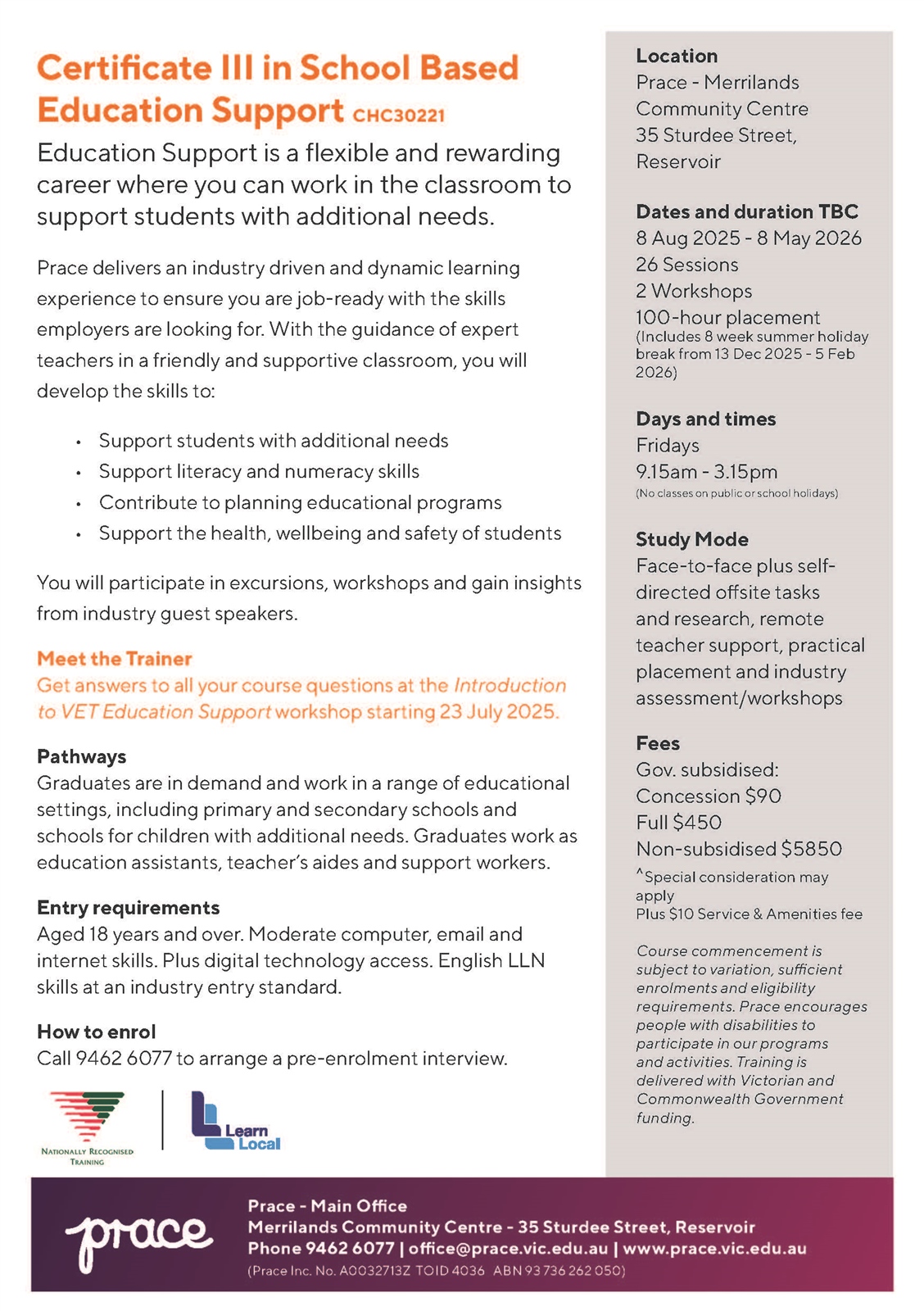 Become a Teacher’s Aide – Certificate III in School Based Education Support