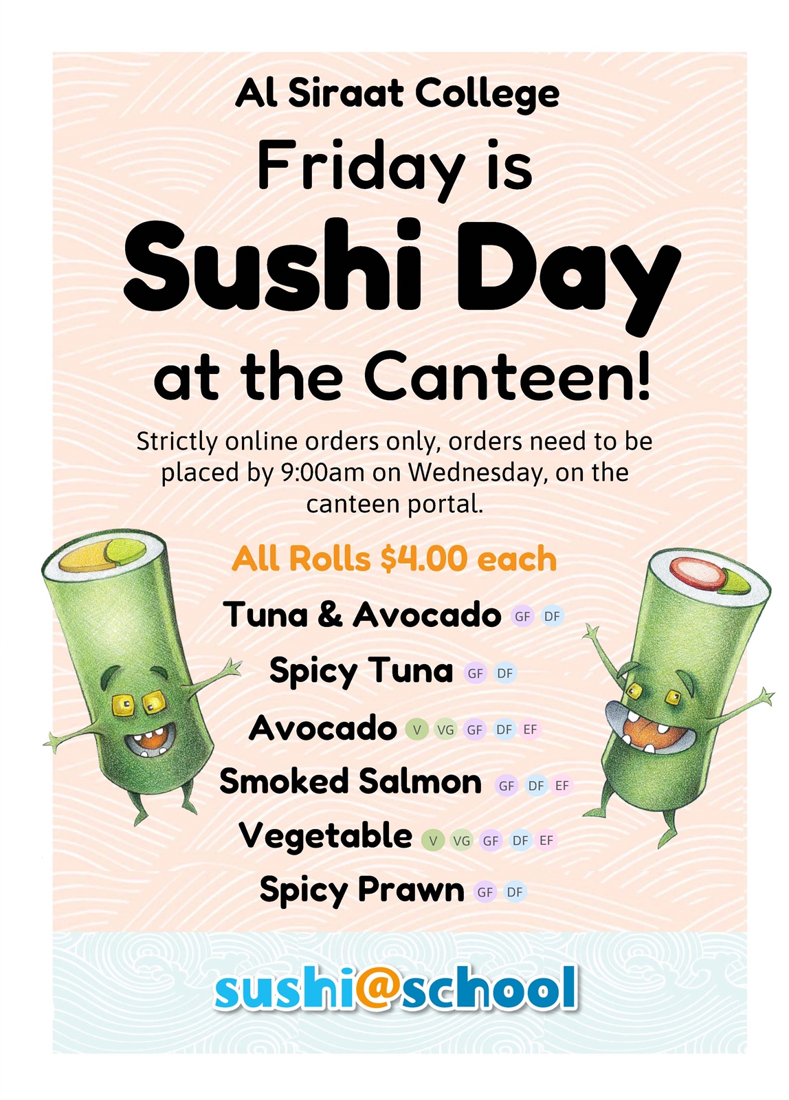 Weekly Canteen Menu from Monday, 1 September