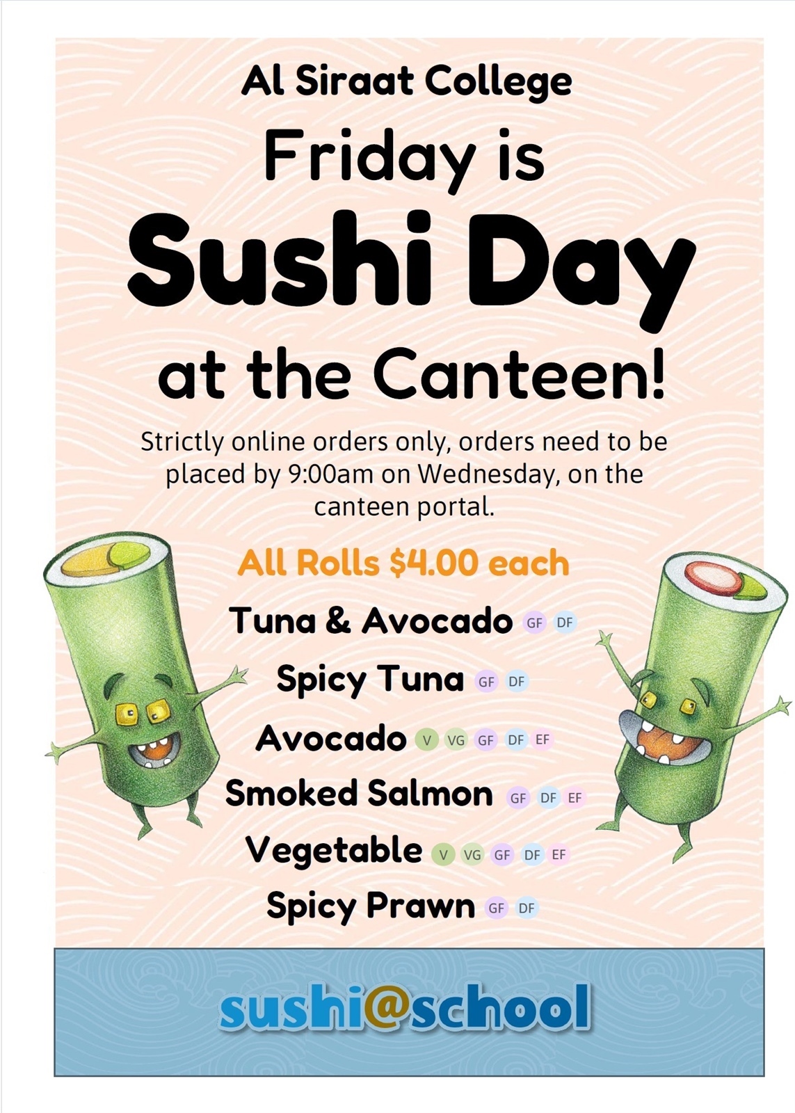 Weekly Canteen Menu from Monday, 7 September