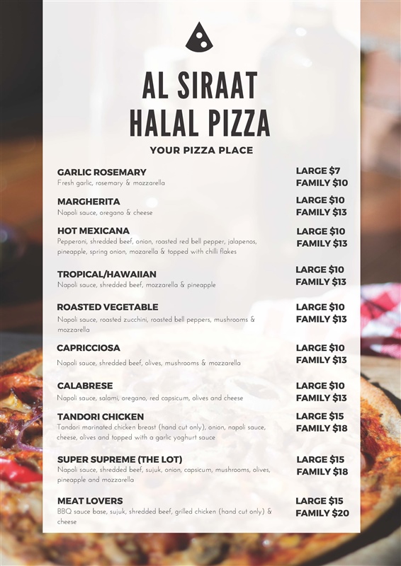 Halal Take Away Pizza Now Available