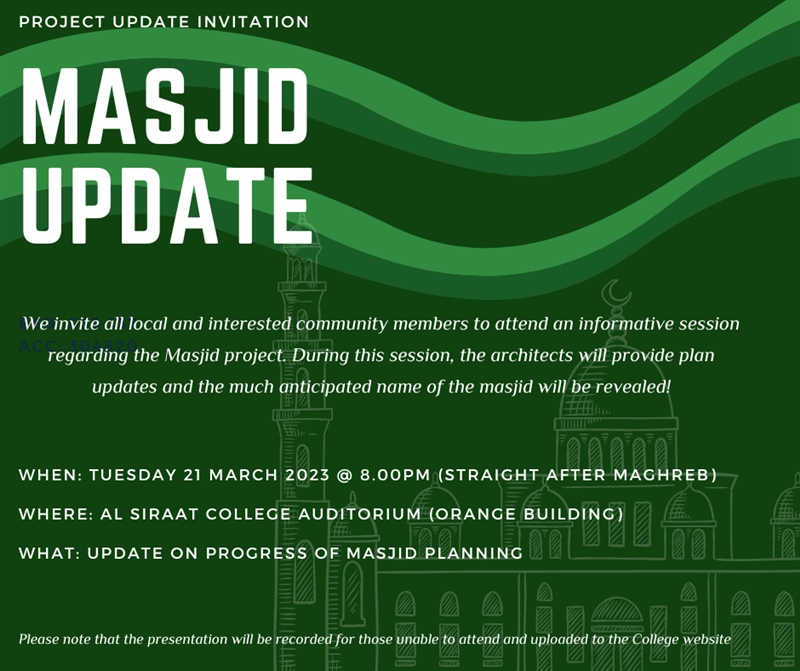 Invitation: Masjid Update