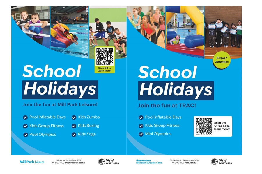 Kids Holiday Activities at TRAC & Mill Park Leisure