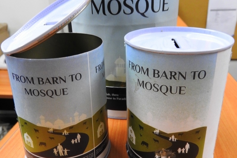 Barn to Mosque Charity Tins Handed Out