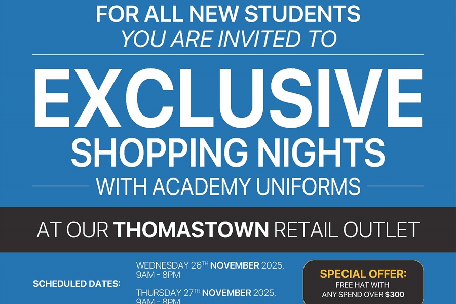 26 & 27 Nov: Exclusive Academy Uniforms Shopping Days