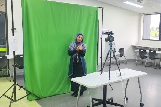 Teachers using Green Screen for digital content