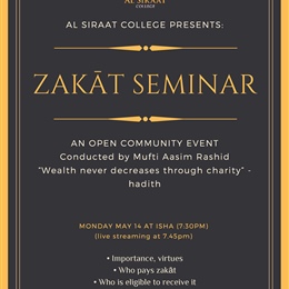 Free Zakat Seminar by Mufti Aasim