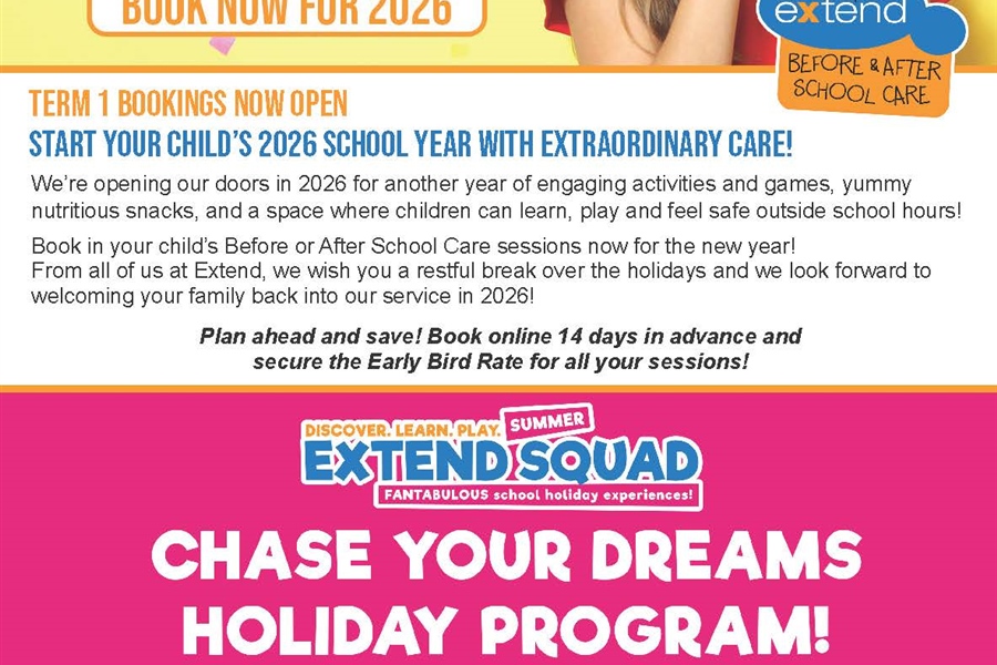 2026 Extend Bookings Now Open!