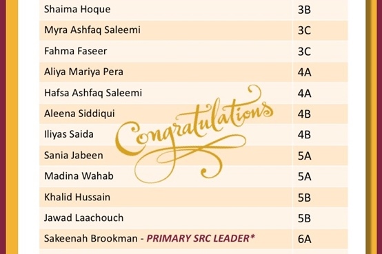 2016 Primary Student Representatives Appointed