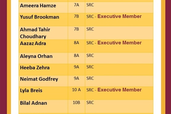 2016 Senior Student Representatives (SRCs) Appointed