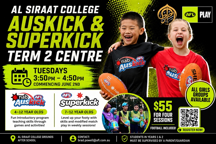 From 2 June: Auskick & Superkick After School Program