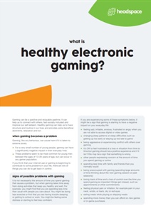 Factsheet: What is healthy electronic gaming?