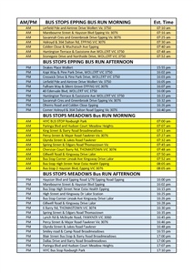 List of Bus Stops